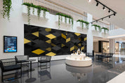 3D Retail Shop Store Market Trade Geometric Gold Black Wall Mural Wallpaper 9