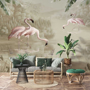 3D Animal Flamingo River Reed Leaf Wall Mural Wallpaper YXL 5- Jess Art Decoration