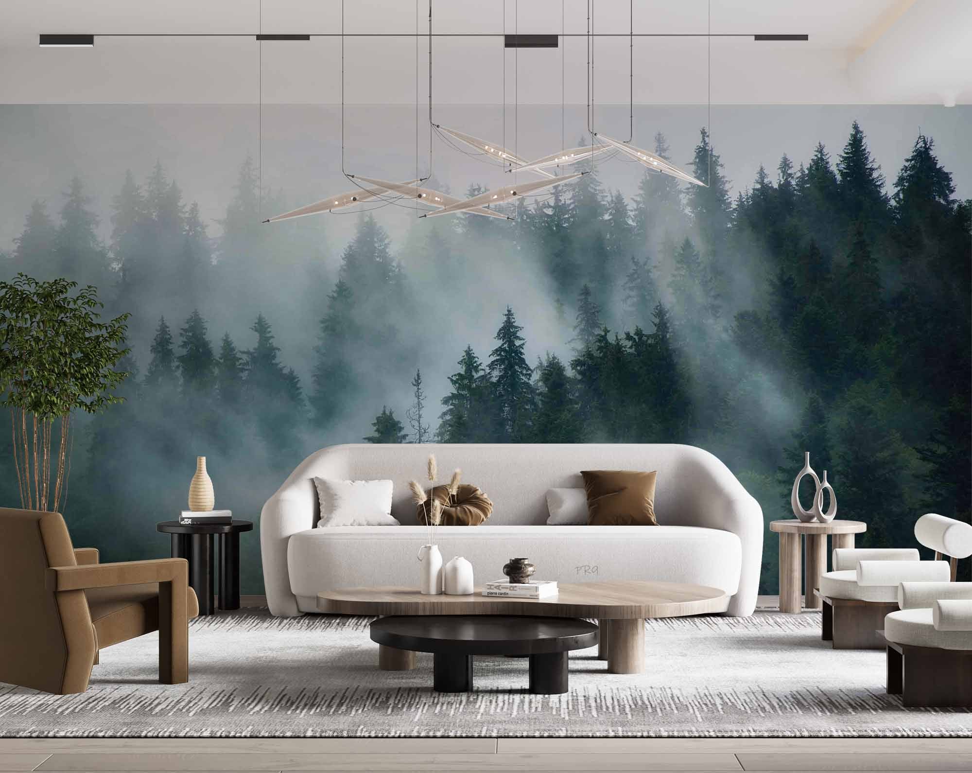 3D Fir Forest Misty Scenery Wall Mural Wallpaper GD 4689- Jess Art Decoration