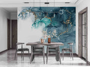 3D Teal Blue Marble teal abstract marble texture wall mural wallpaper for bedroom - view 4