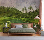 3D Green Forest Landscape Oil Painting Wallpaper Wall Mural Wall Decor Wall Art Wall Sticker Remoable Wallpaper LQH 11