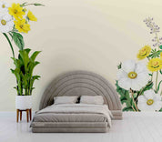 3D Watercolor Yellow White Floral Wallpaper Wall Mural Wall Decor Wall Art Wall Sticker Remoable Wallpaper LQH 36