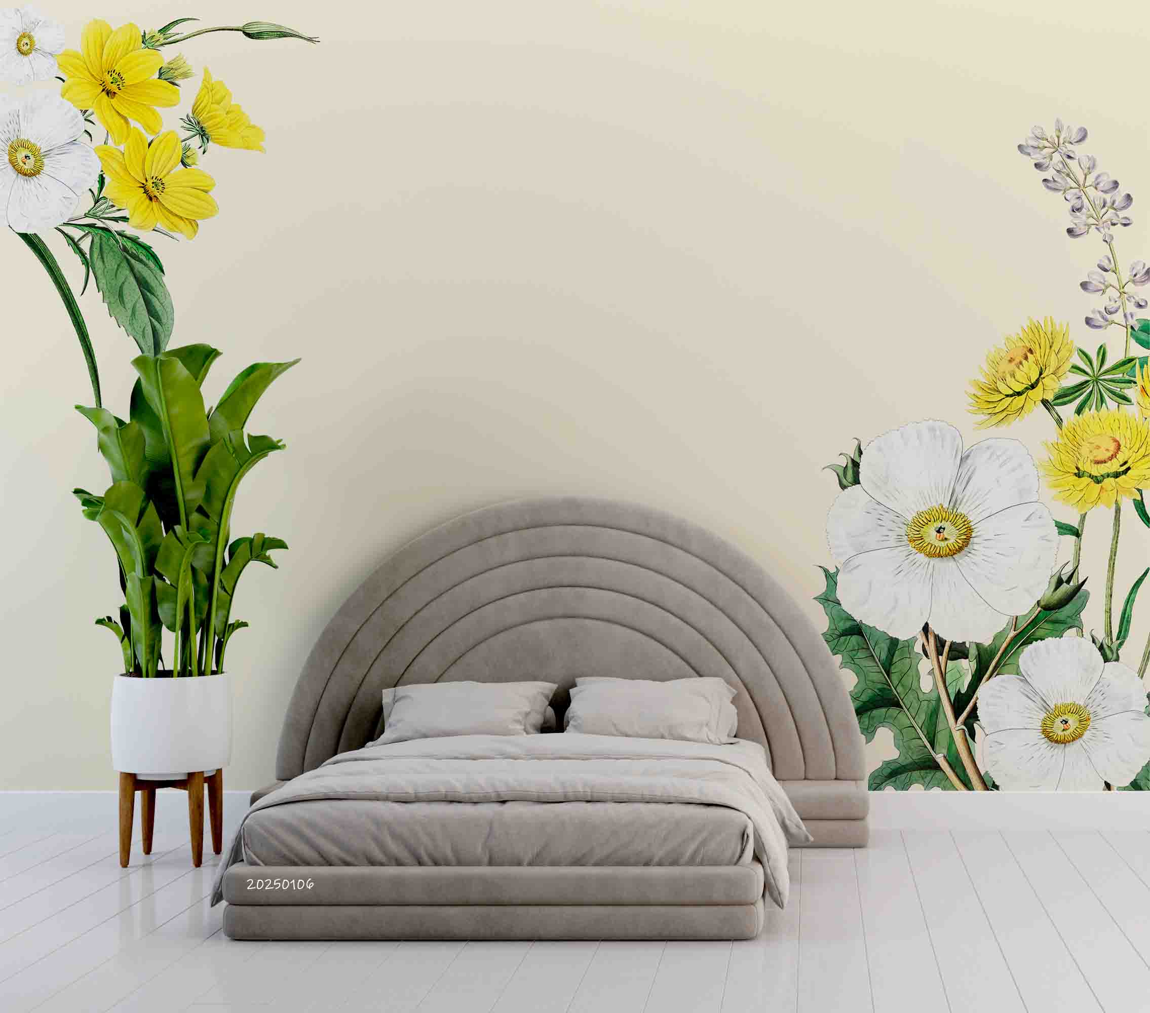 3D Watercolor Yellow White Floral Wallpaper Wall Mural Wall Decor Wall Art Wall Sticker Remoable Wallpaper LQH 36