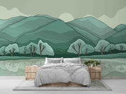 3D Watercolor Green Mountain Forest Scenery Wallpaper Wall Mural Wall Decor Wall Art Wall Sticker Remoable Wallpaper 9