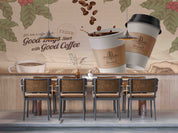 3D Engraved Roasted Coffee Bean Cup Wall Mural Wallpaper GD 5520- Jess Art Decoration