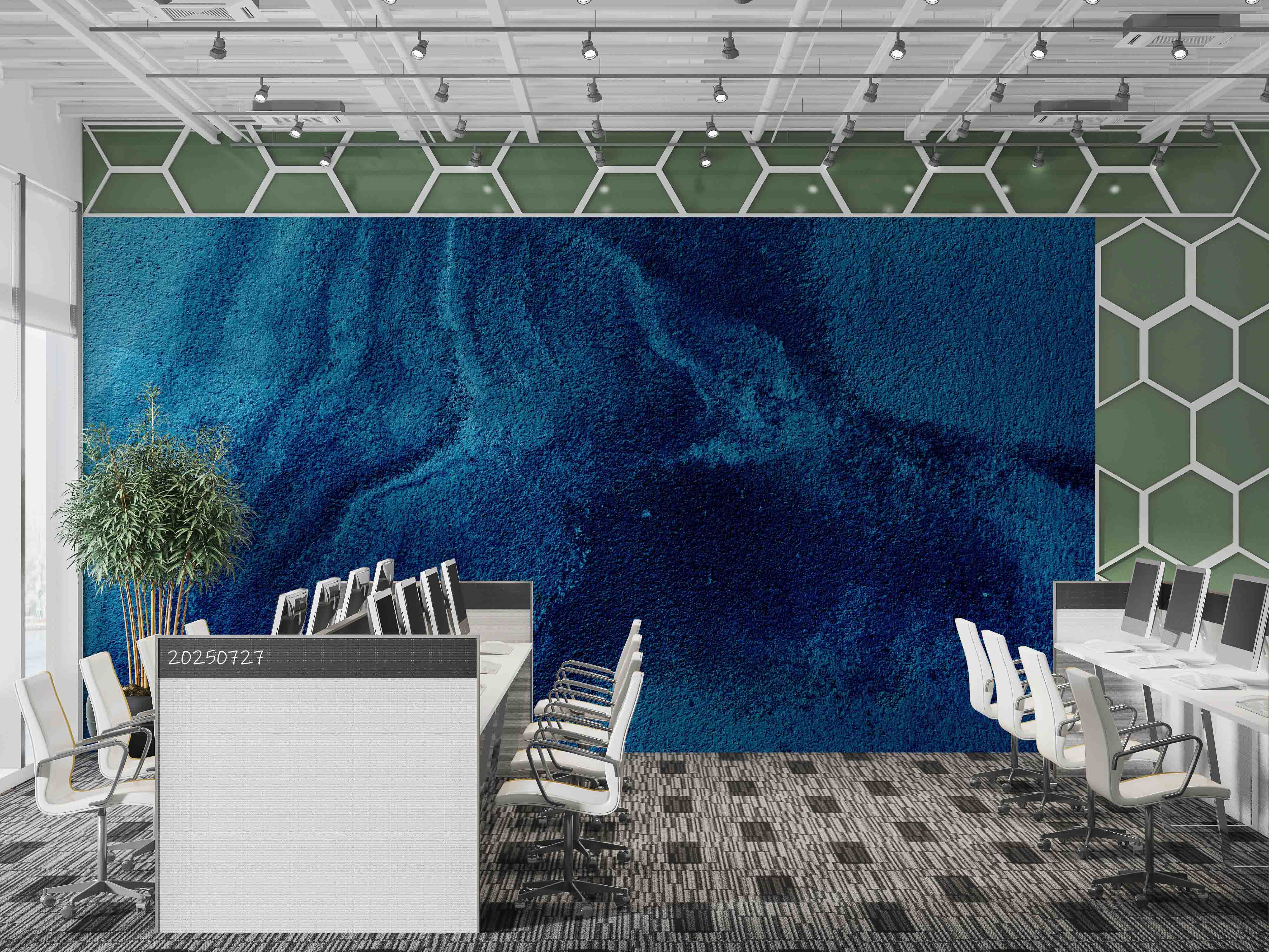 3D Office Business Commerce Blue Abstract Modern Wall Mural Wallpaper 48