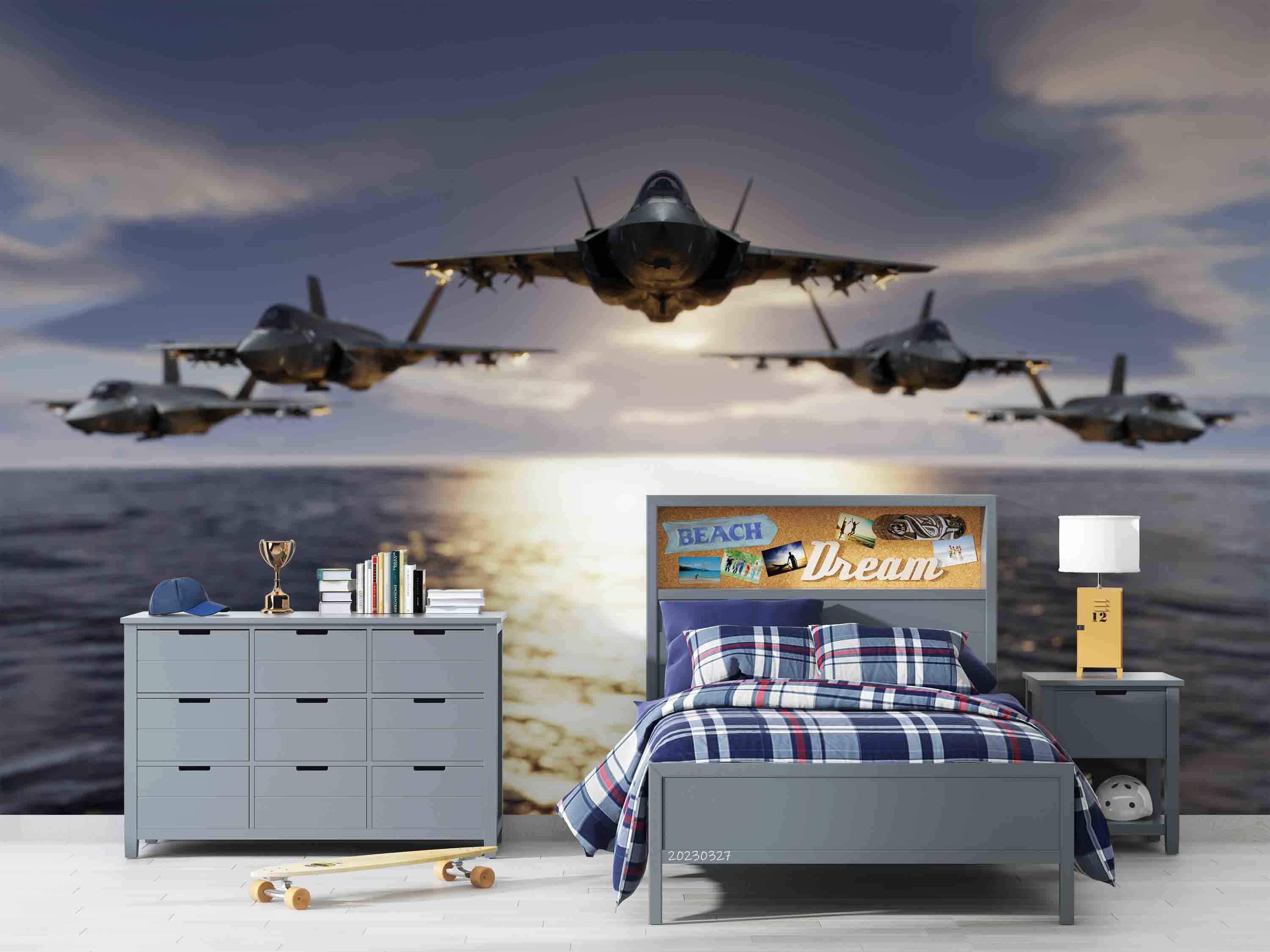 3D F-35 Jet Fighter Crew Flying Wall Mural Wallpaper GD 5435- Jess Art Decoration