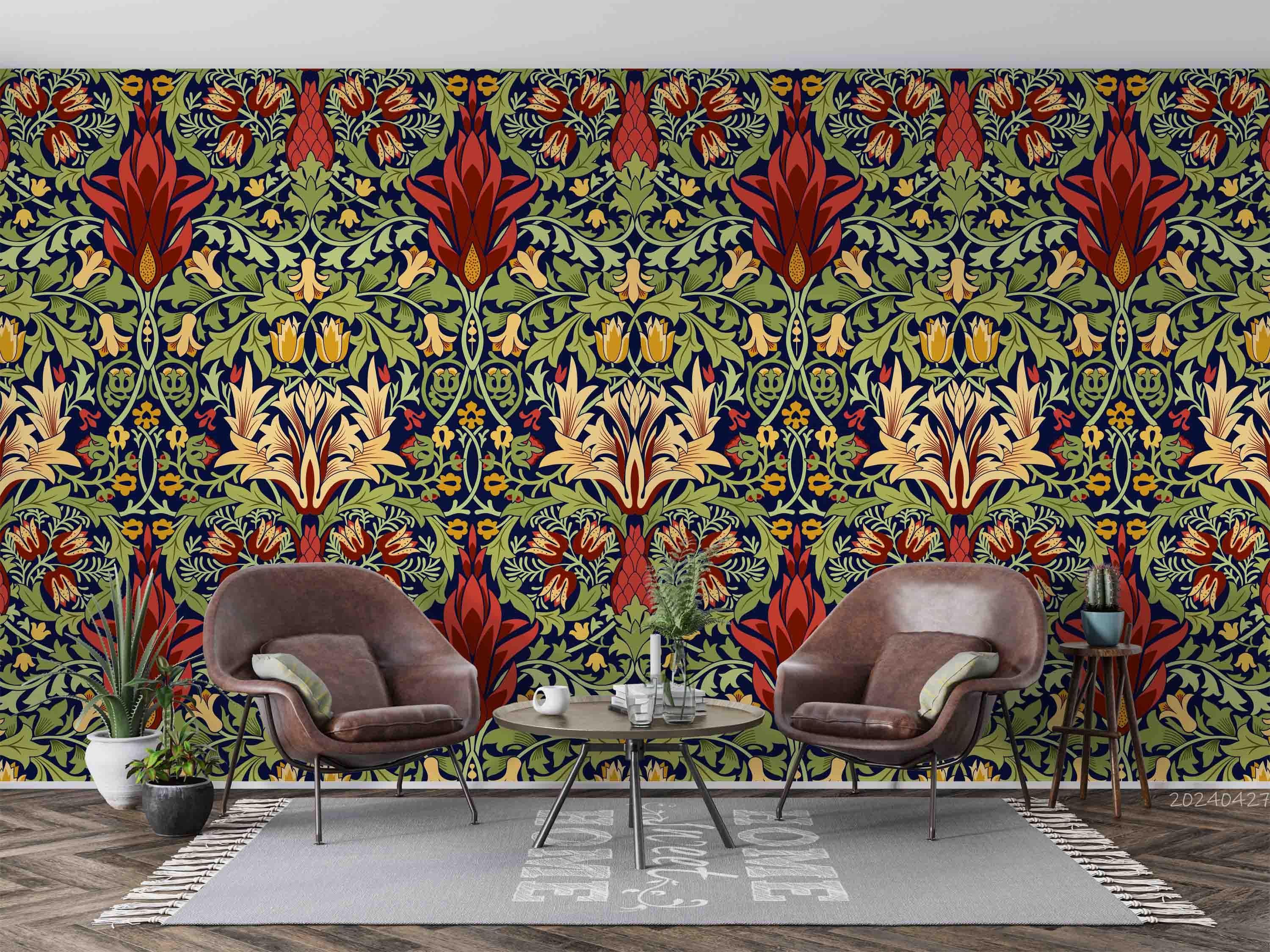 3D Vintage William Morris Pattern Wallpaper Wall Mural Wall Decor Wall Art Wall Sticker Remoable Wallpaper
