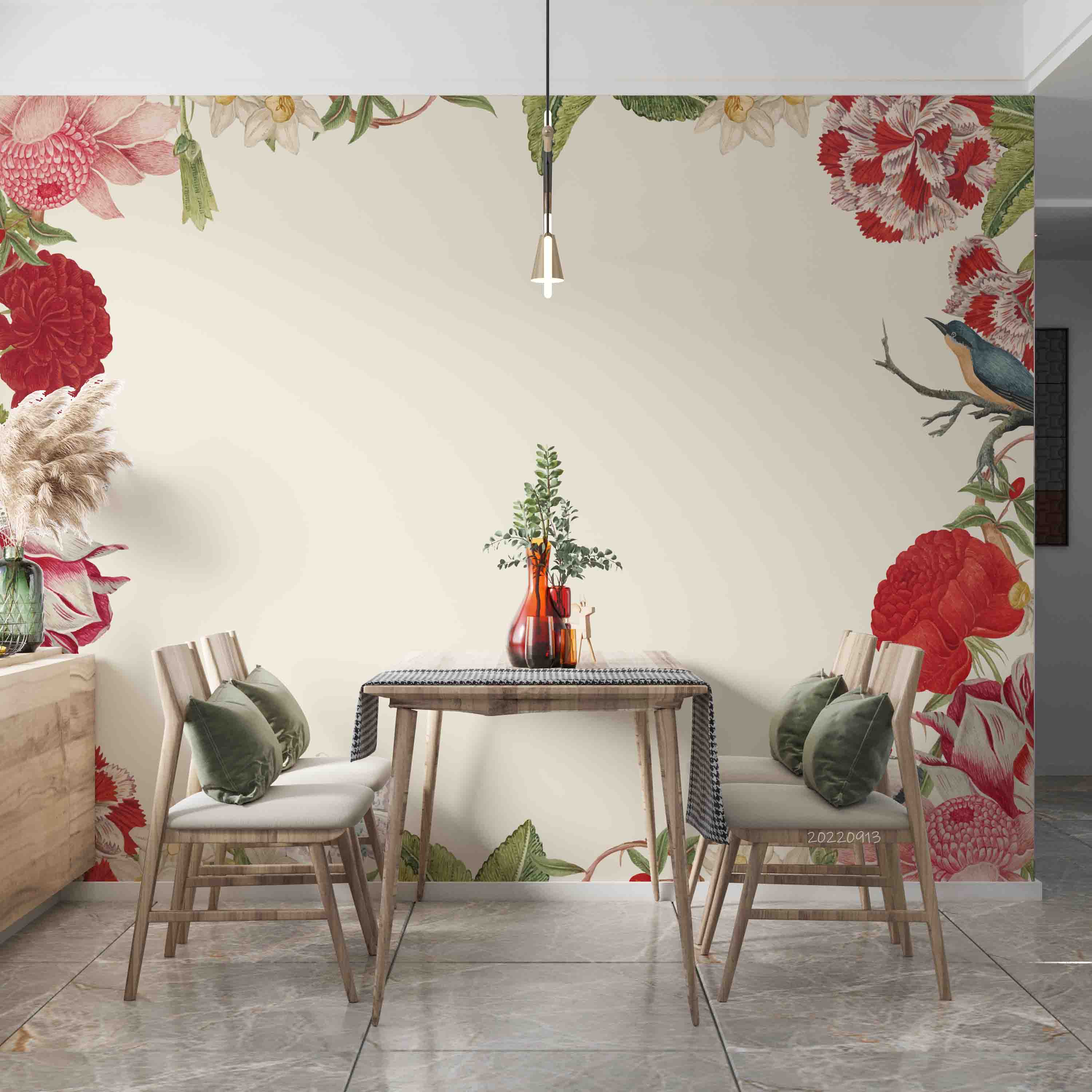 3D Vintage Floral Frame Wall Mural Wallpaper GD 3518- Jess Art Decoration