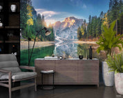 3D Hotel Inn Motel Hostel Resort Manor Scenery Mountains River Wall Mural Wallpaper 26