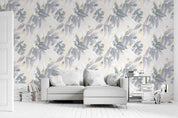 3D Green White Leaves Yellow Floral Light Yellow Background Wall Mural Wallpaper GD 5141- Jess Art Decoration