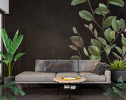 3D Green Leaves Black Background Wall Mural Wallpaper GD 4868- Jess Art Decoration