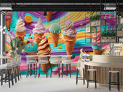 3D Ice Cream Chocolate Spread Ripple Wall Mural Wallpaper YXL 2337