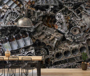 3D Waste Engine Parts Aluminum Cylinder Head Stack Wall Mural Wallpaper GD 4753- Jess Art Decoration
