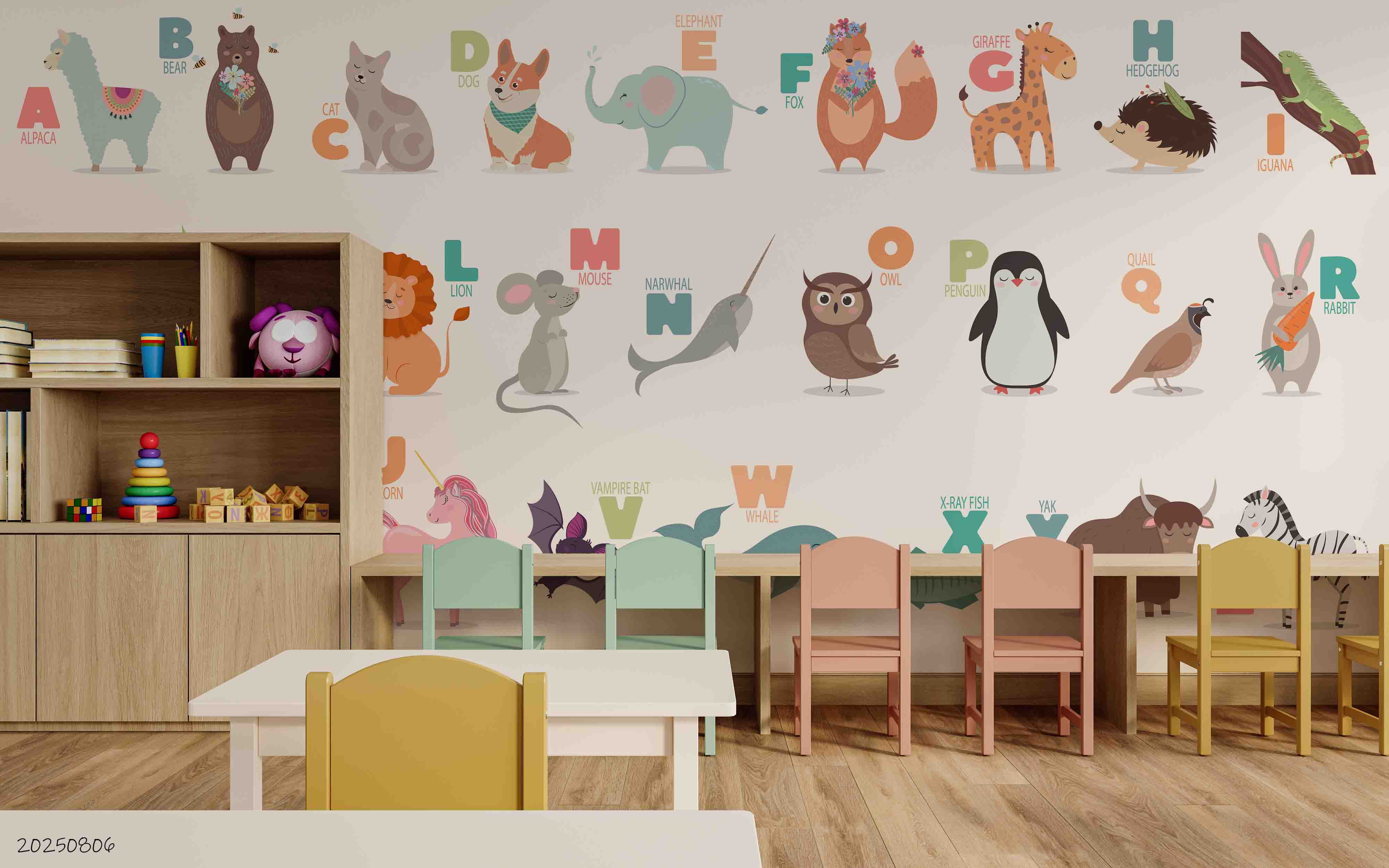 3D Childcare Nursery School Cartoon Schoolyard Children Wall Mural Wallpaper JN