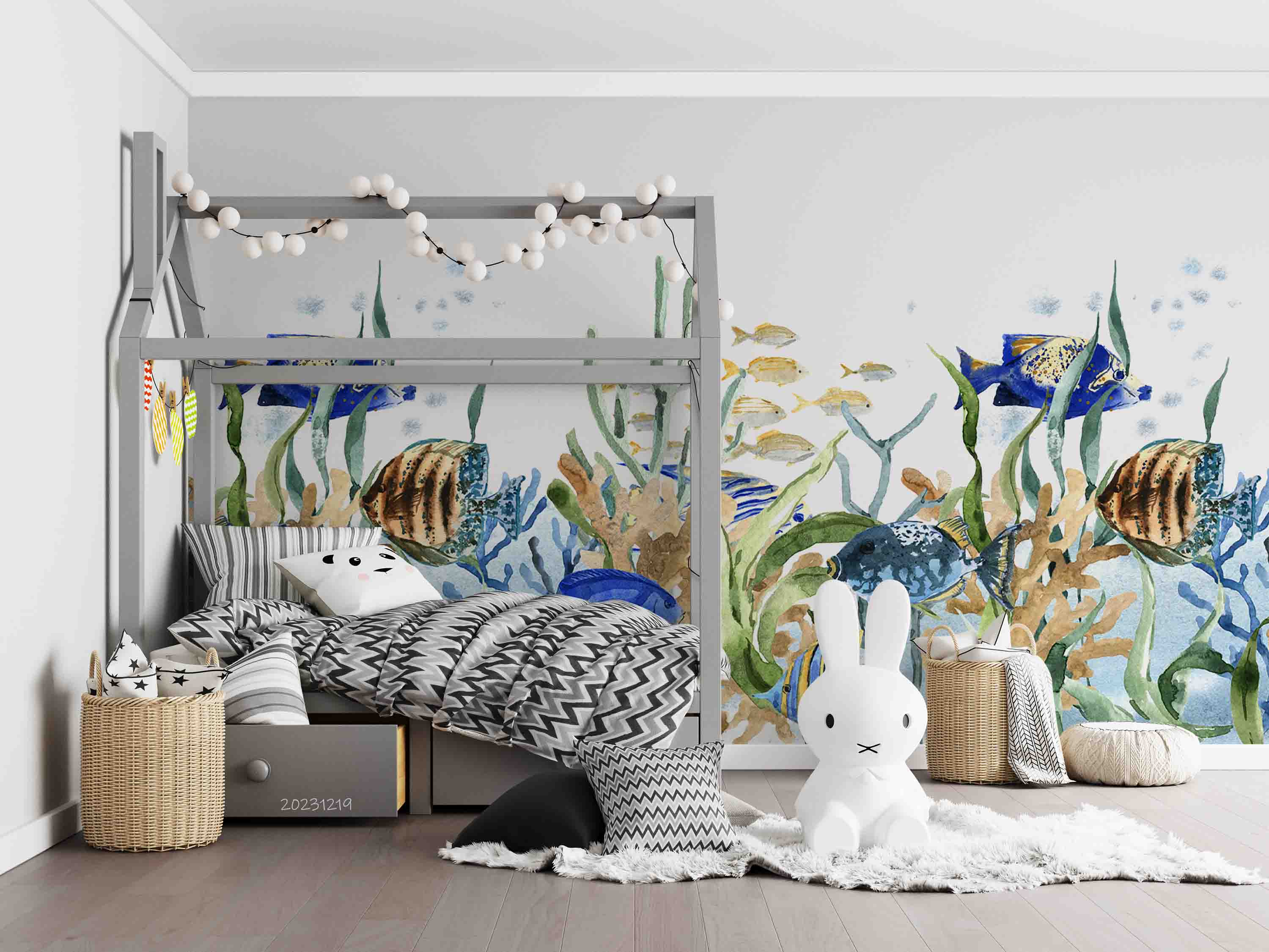 3D Animal Sea Fish Coral Dot Wall Mural Wallpaper YXL 43