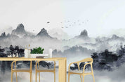 3D Watercolor Grey Mountains Forest Wallpaper Wall Mural Wall Decor Wall Art Wall Sticker Remoable Wallpaper LQH 8
