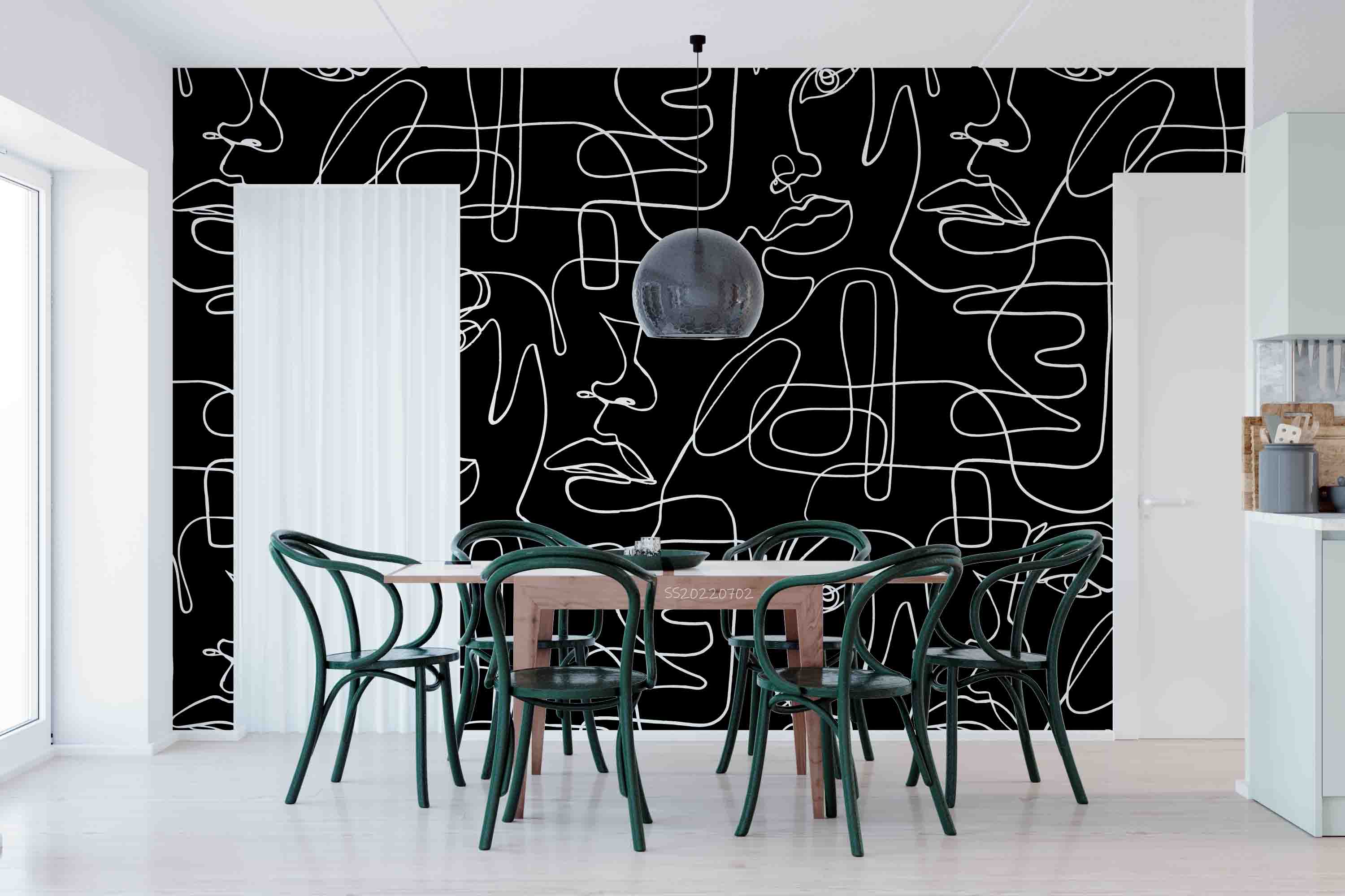 3D Abstract White Lines Blackboard Wall Mural Wallpaper GD 5079- Jess Art Decoration