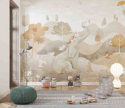 3D Tree Elephant Rabbit Fox Mountain Cloud Wall Mural Wallpaper YXL 380