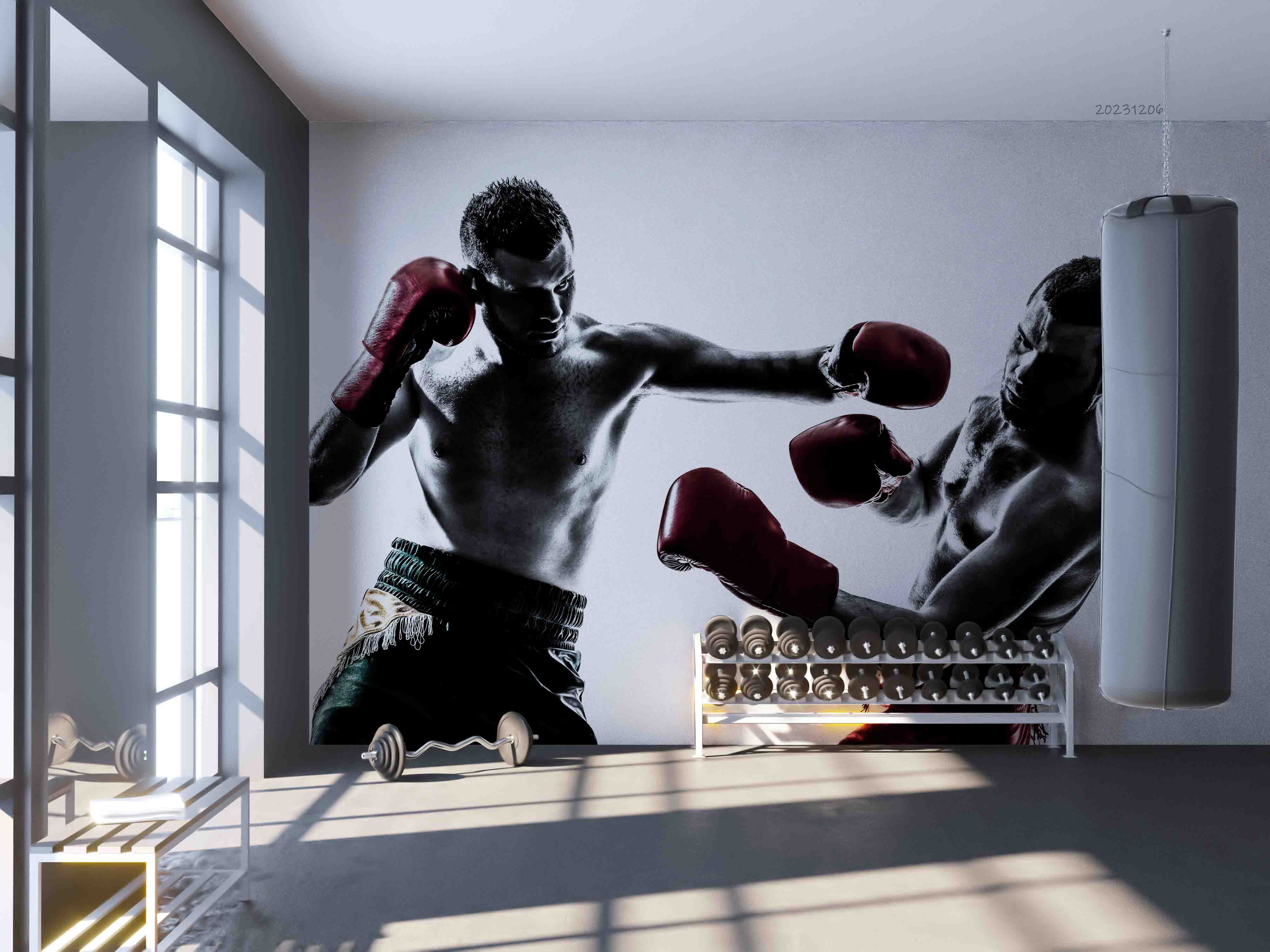 3D Boxing White Boxing Glove Man Wall Mural Wallpaper YXL 66