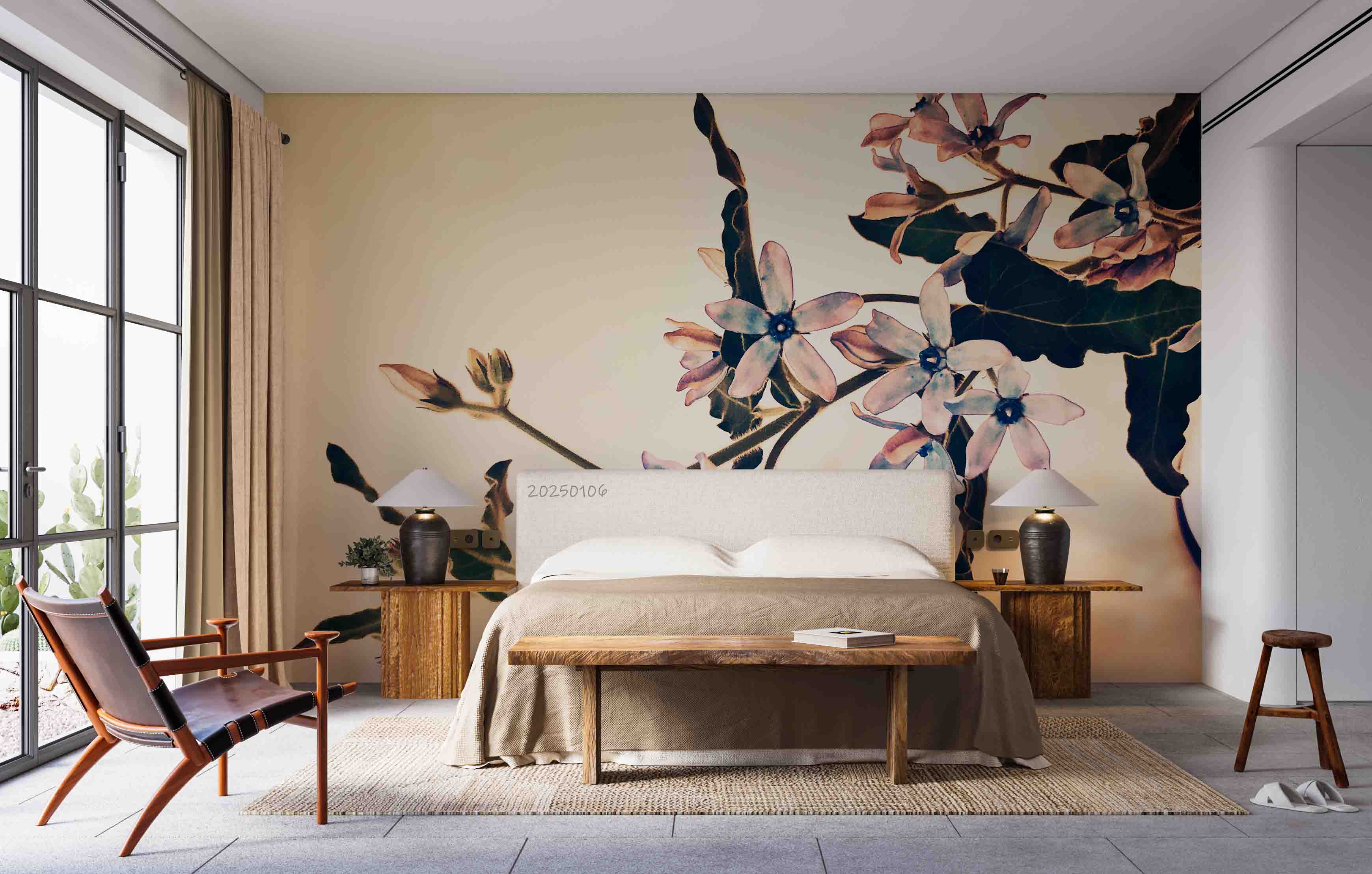 3D Hand Drawn Flower Branch Leaf Floral Wallpaper Wall Mural Wall Decor Wall Art Wall Sticker Remoable Wallpaper LQH 34