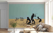 3D Museum Figure Silhouette minimal museum figure silhouette wall mural wallpaper for office - view 5