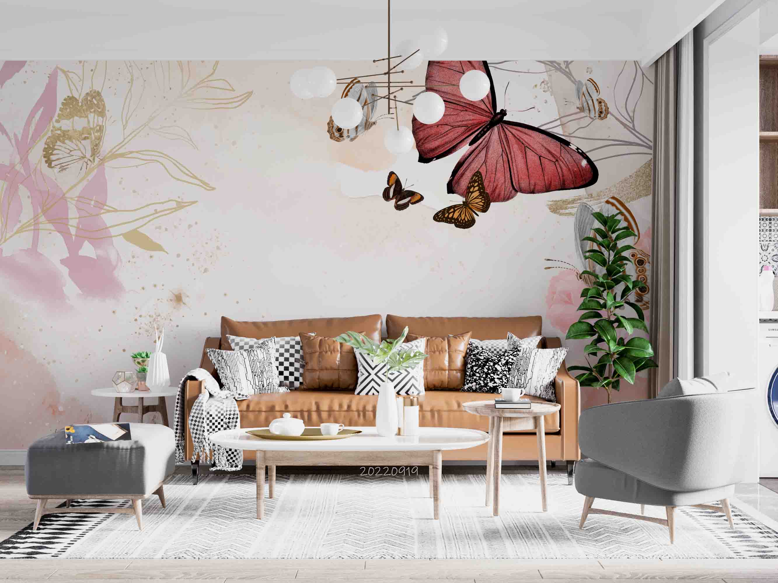 3D Butterfly Background Border Floral Wall Mural Wallpaper GD 3488- Jess Art Decoration