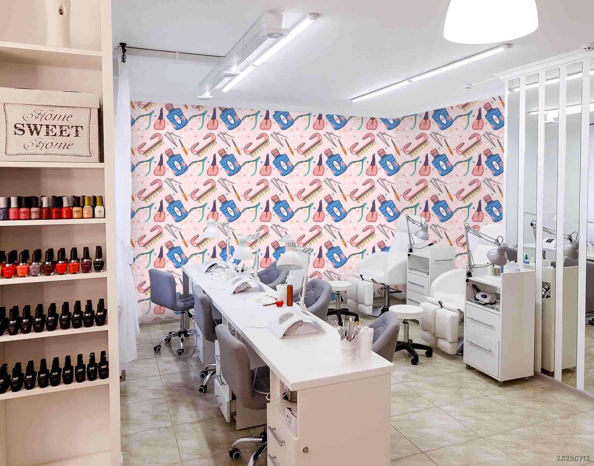 3D Salon Shop Beauty Salon Nail Salon Pattern Wall Mural Wallpaper 24
