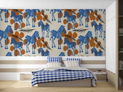 3D Abstract Brown Artistic Leaf Blue Zebra Wallpaper Wall Mural Wall Decor Wall Art Wall Sticker Remoable Wallpaper LQH 47