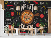 3D Vegetables Pizzeria Black Background Wall Mural Wallpaper GD 4926- Jess Art Decoration