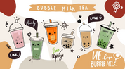Milk Tea Red Beans Letter White Wallpaper cafe & food wall mural for cafe, restaurant or shop interior - view 5
