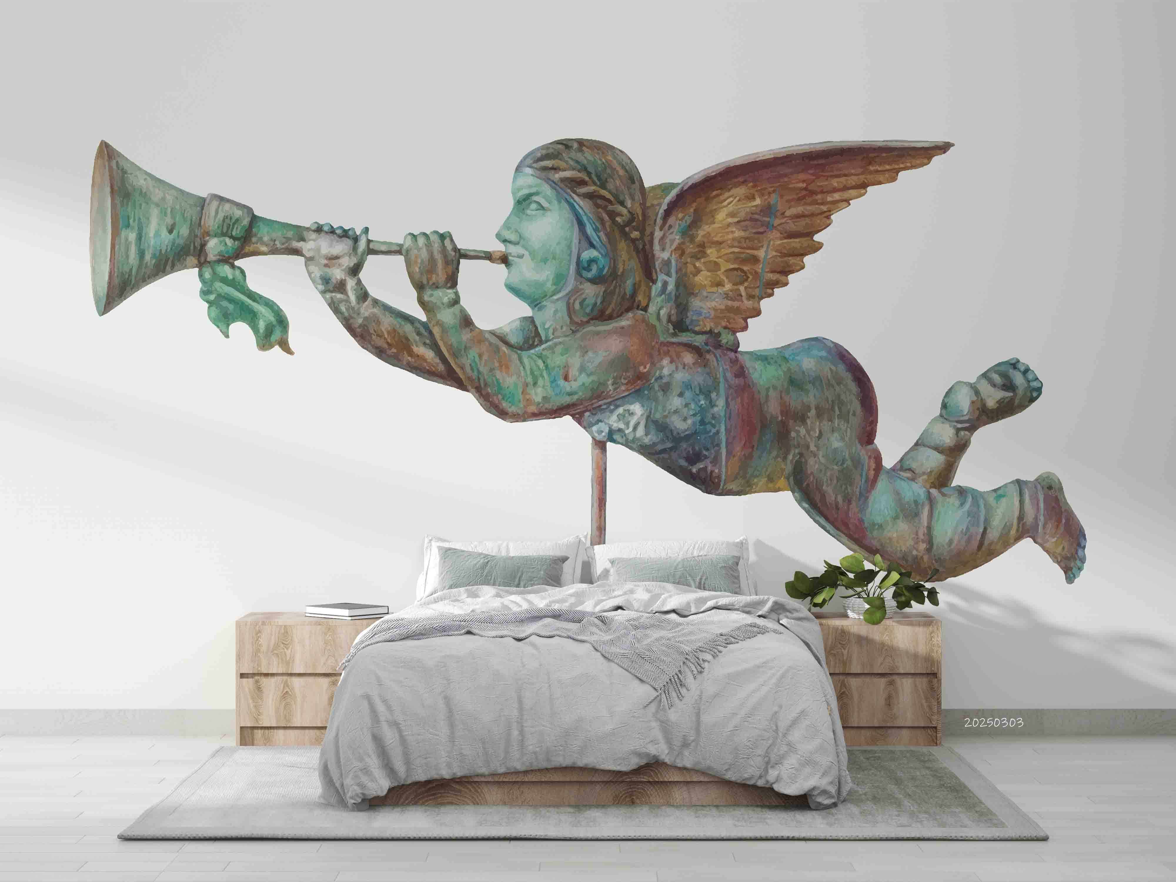 3D Hand Drawn Angel Sculpture Wallpaper Wall Mural Wall Decor Wall Art Wall Sticker Remoable Wallpaper LQH