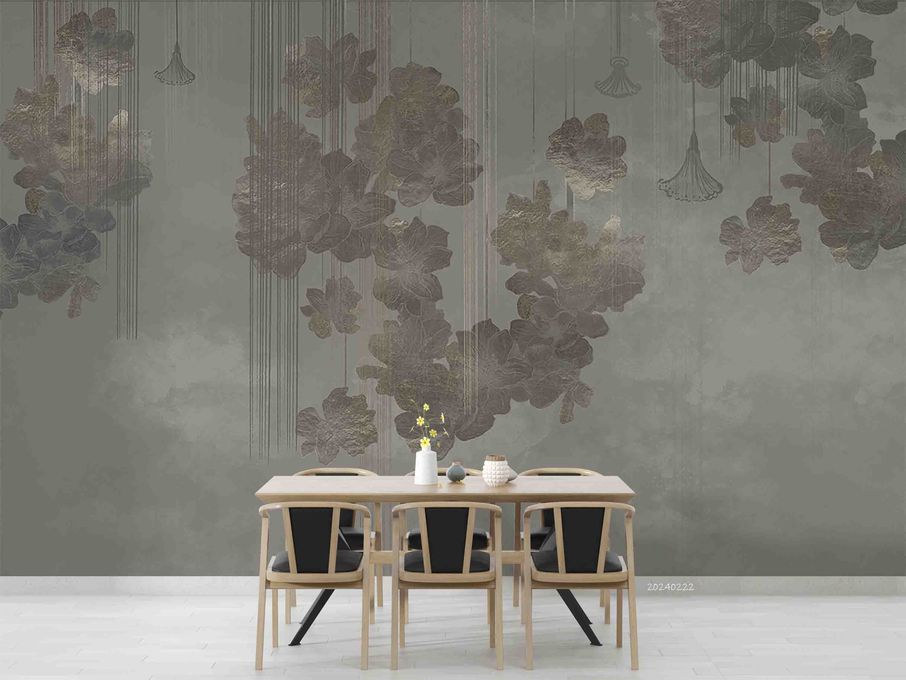 3D Abstract Gray Leaf Wallpaper Wall Mural Wall Decor Wall Art Wall Sticker Remoable Wallpaper LQH