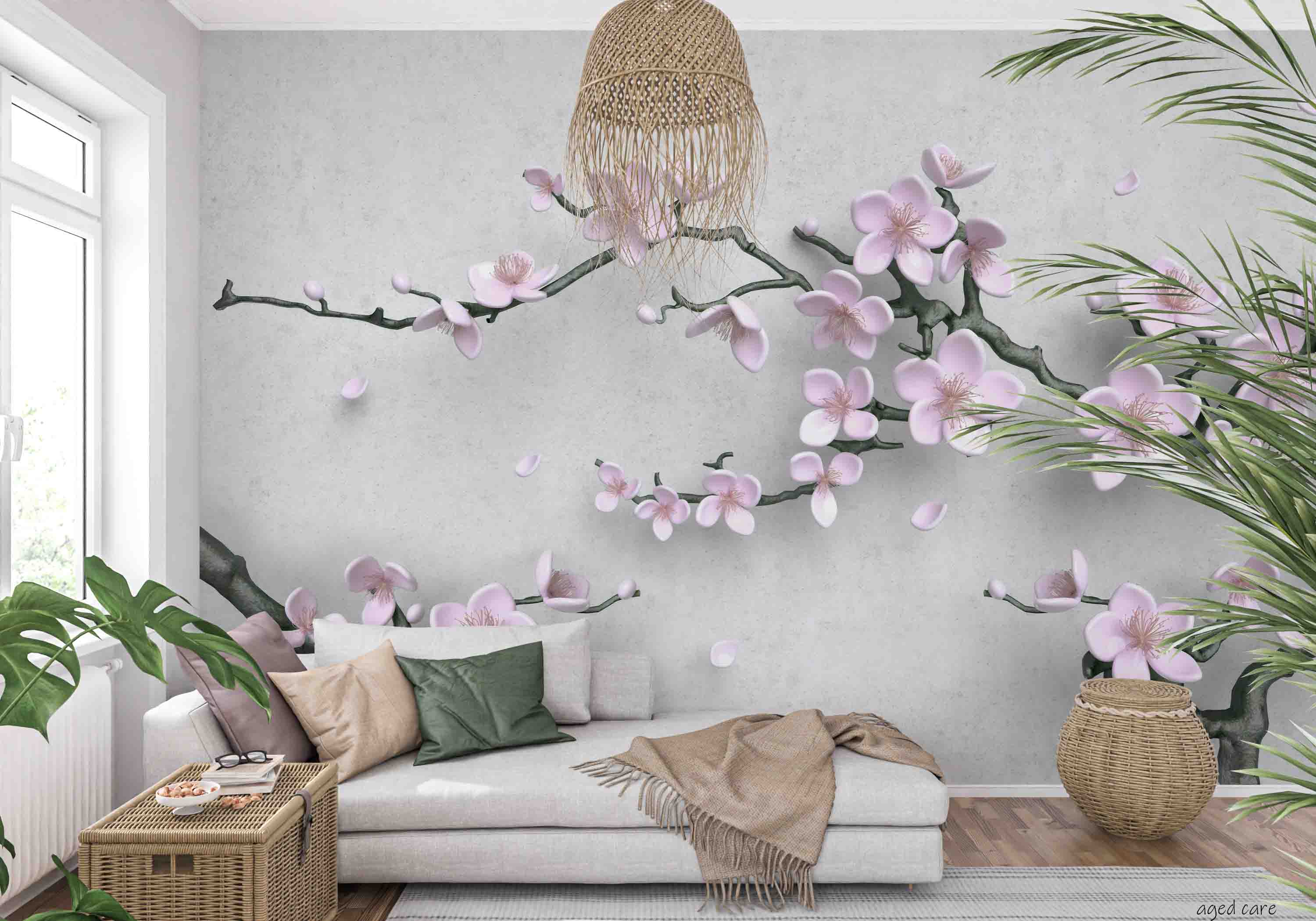 3D Aged Care Retirement Home Gerocomium Rest Home Floral Tree Wall Mural Wallpaper 33