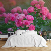 3D Pink Rose Flower Green Leaves Plant Wallpaper Wall Mural Wall Decor Wall Art Wall Sticker Remoable Wallpaper