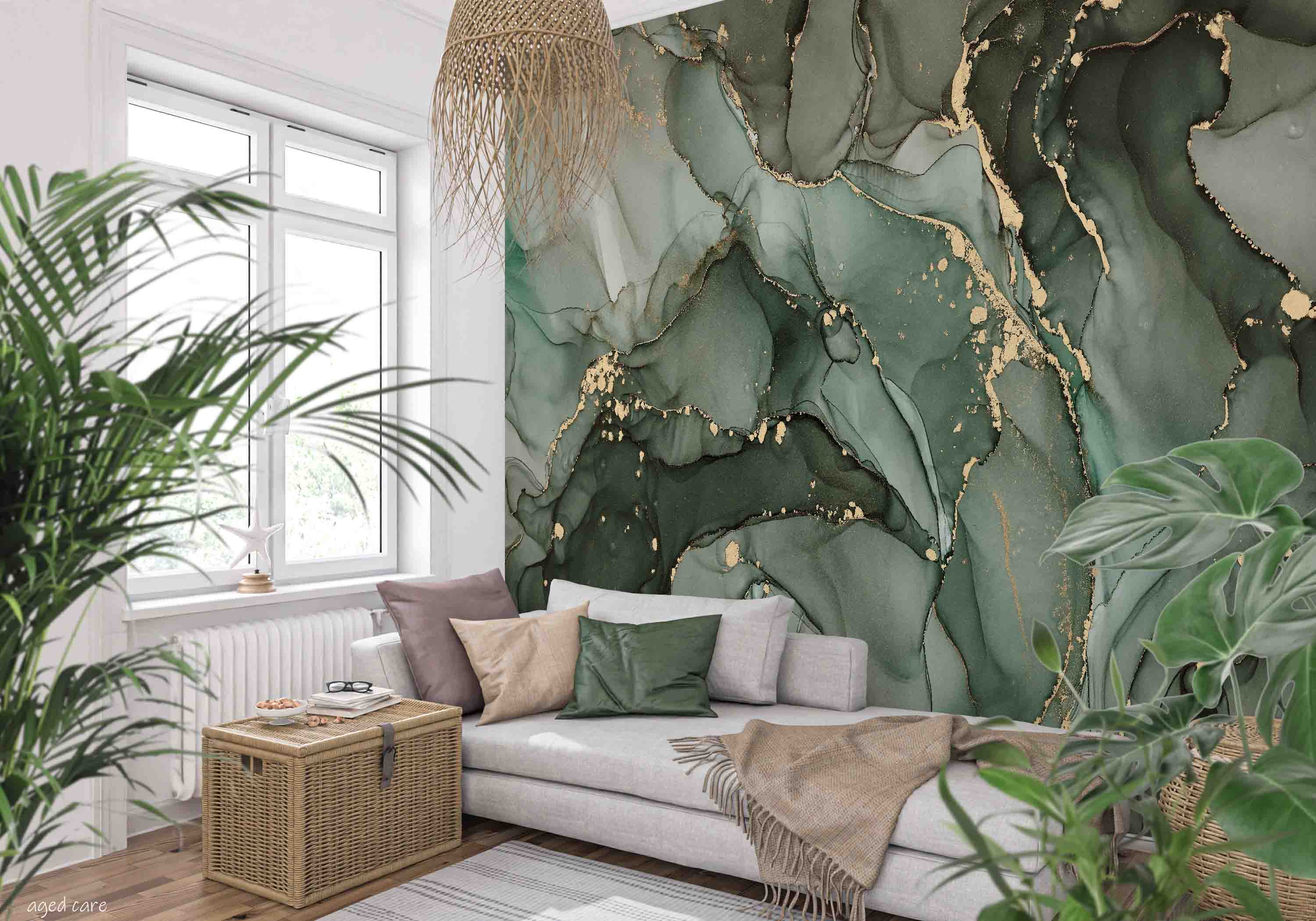 3D Aged Care Retirement Home Gerocomium Rest Home Marble Green Wall Mural Wallpaper 18