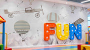 3D Play Centre Amusement Park Funfair Cartoon Mountain Air Balloon Wall Mural Wallpaper 23