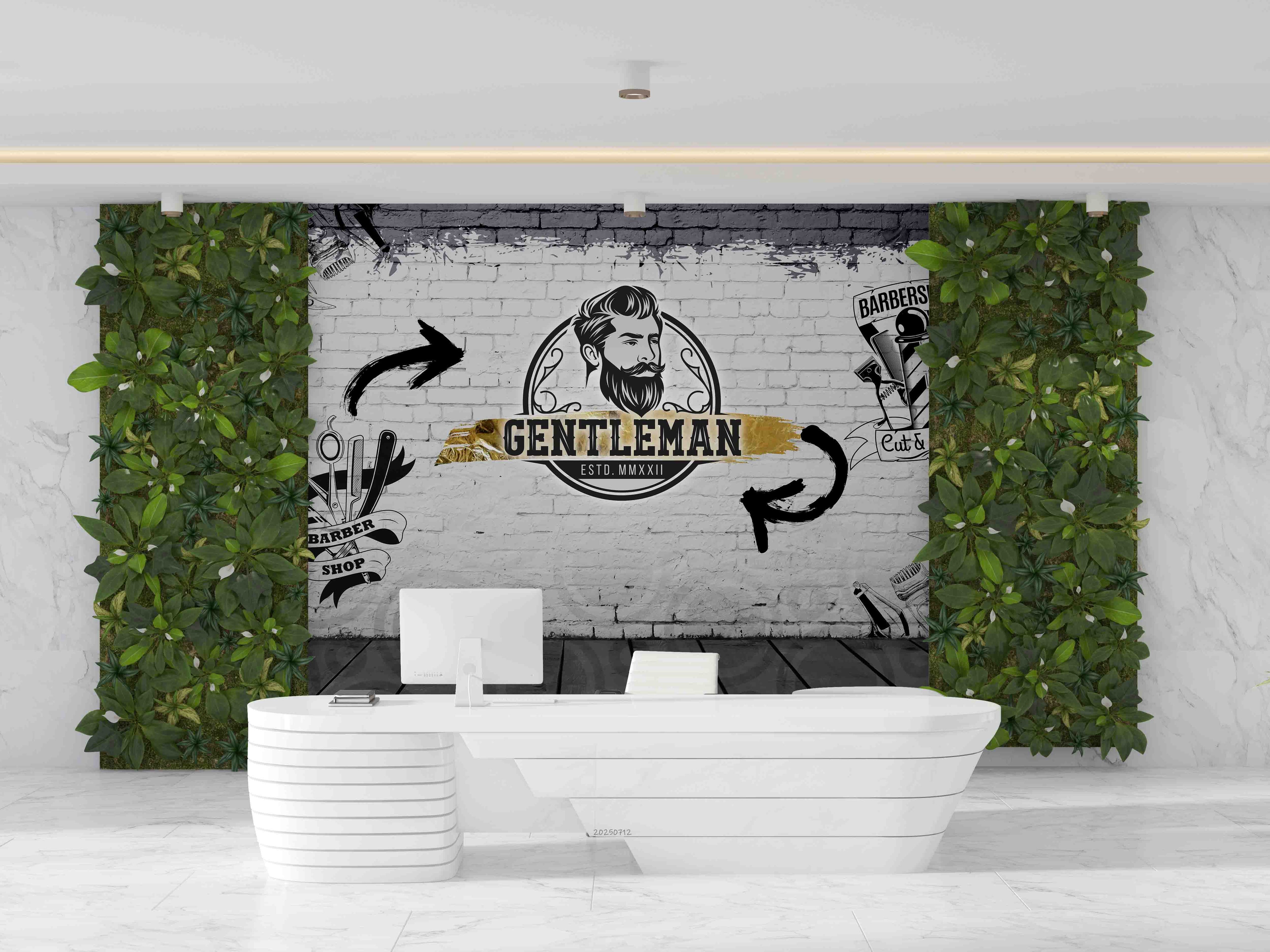 3D Barber Shop Hair Salon Wall Mural Wallpaper 1
