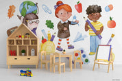 3D Childcare Nursery School Cartoon Child Wall Mural Wallpaper JN