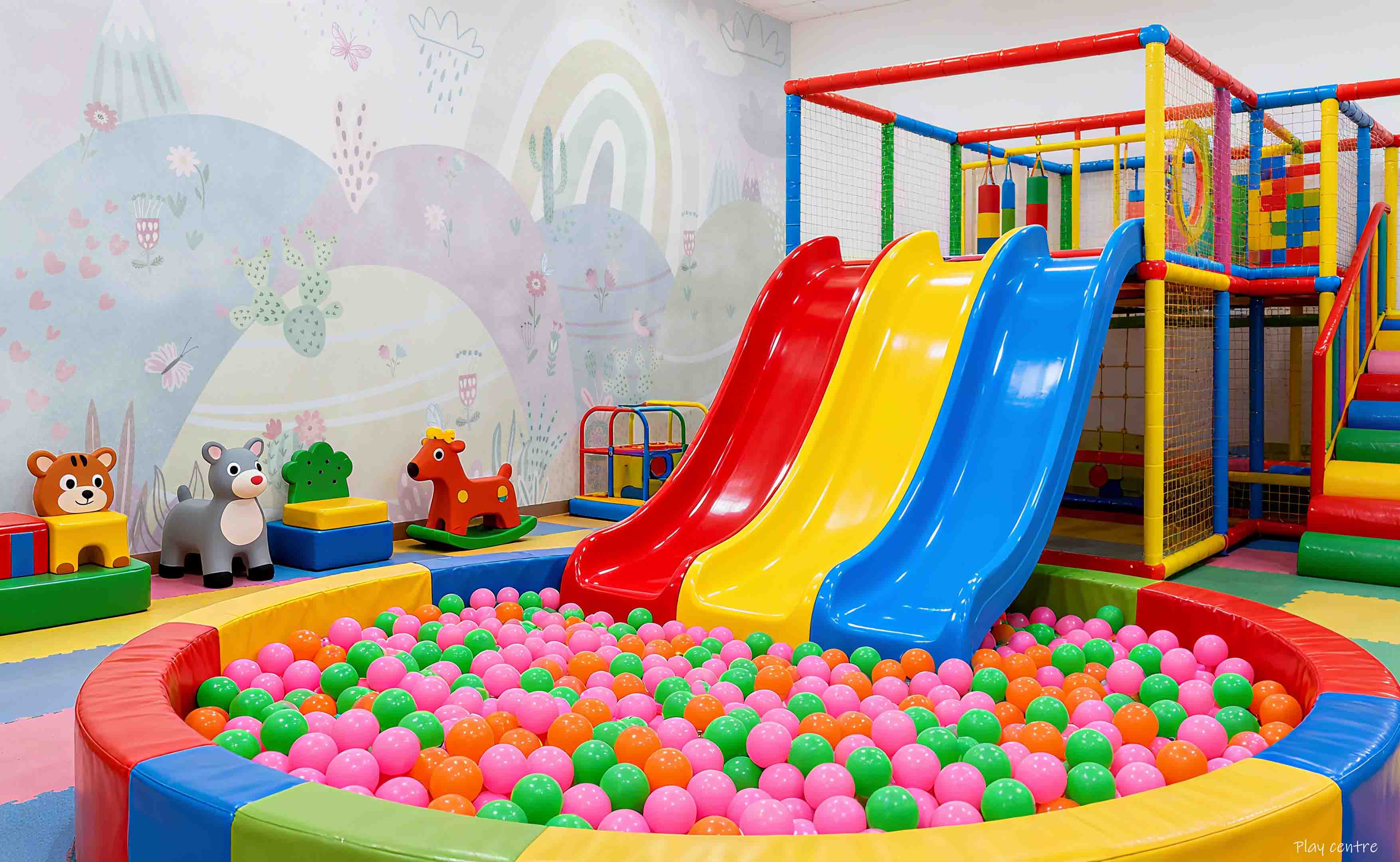 3D Play Centre Amusement Park Funfair Carnie Cartoon Mountains Wall Mural Wallpaper 7