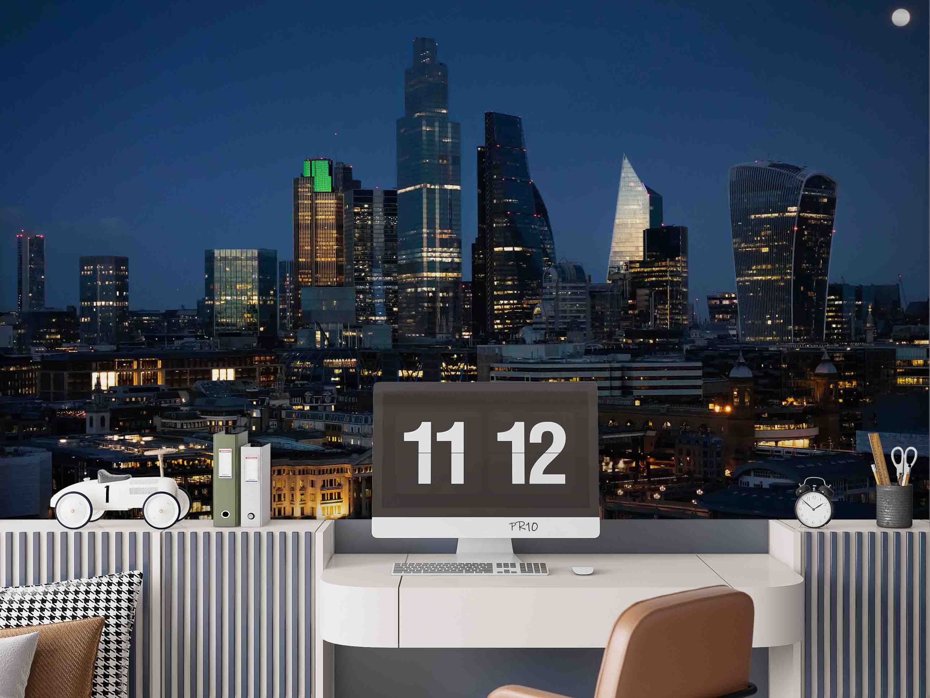 3D Night City Architecture View Wall Mural Wallpaper GD 4748- Jess Art Decoration