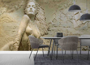 3D Relief Sea Beautiful Girl Sailboat Wall Mural Wallpaper GD 4990- Jess Art Decoration