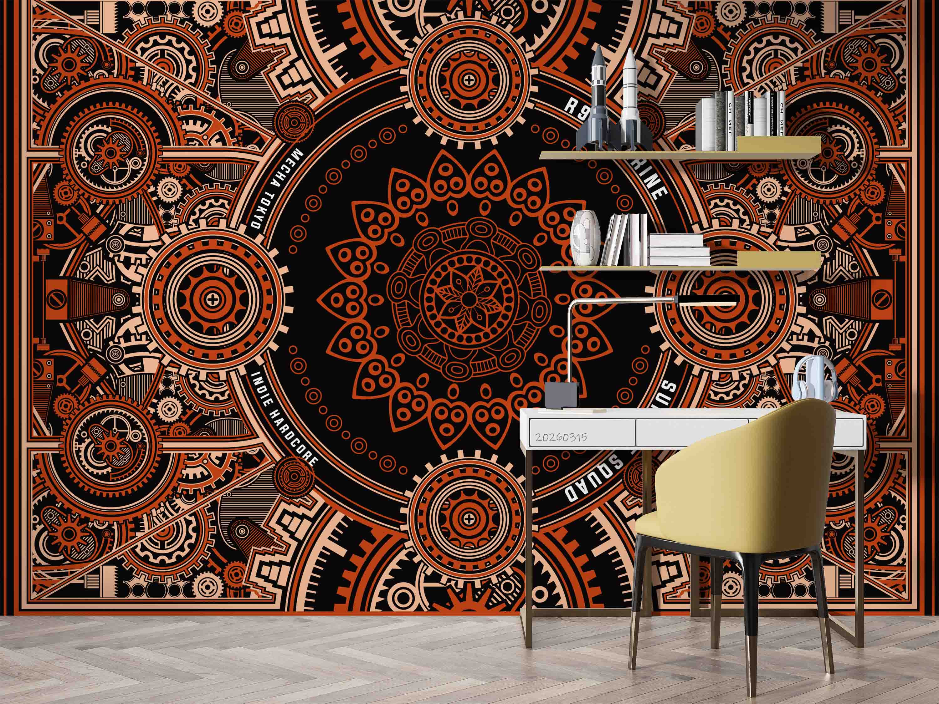 3D Mechanical Mandala Gear Pipe Steampunk Wallpaper Wall Mural Wall Decor Wall Art Wall Sticker Remoable Wallpaper