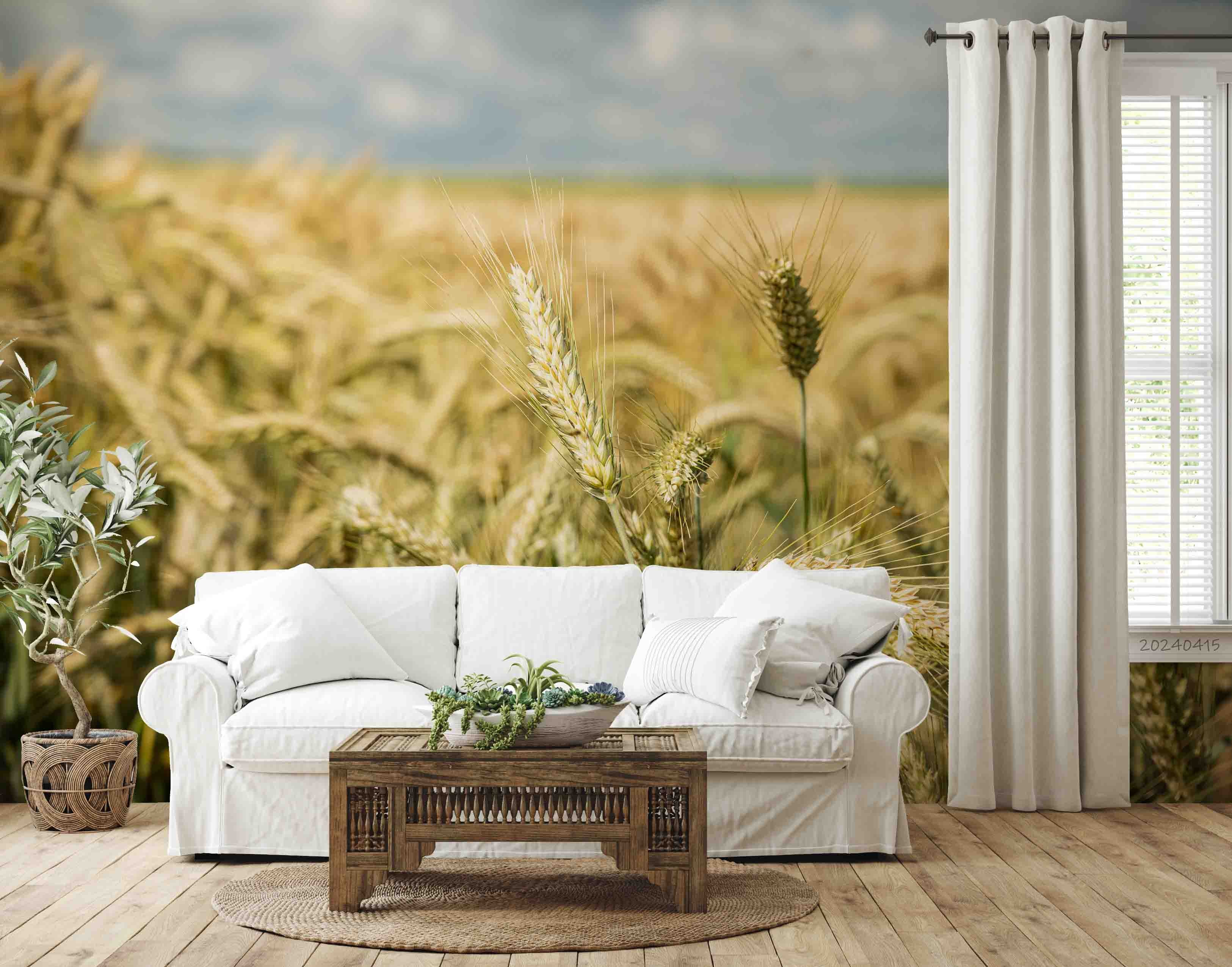 3D Wheat Field Golden Wheat Ears Wallpaper Wall Mural Wall Decor Wall Art Wall Sticker Remoable Wallpaper