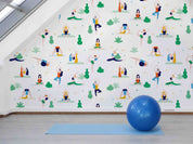 3D Cartoon Fitness Person Wall Mural Wallpaper YXL 1708