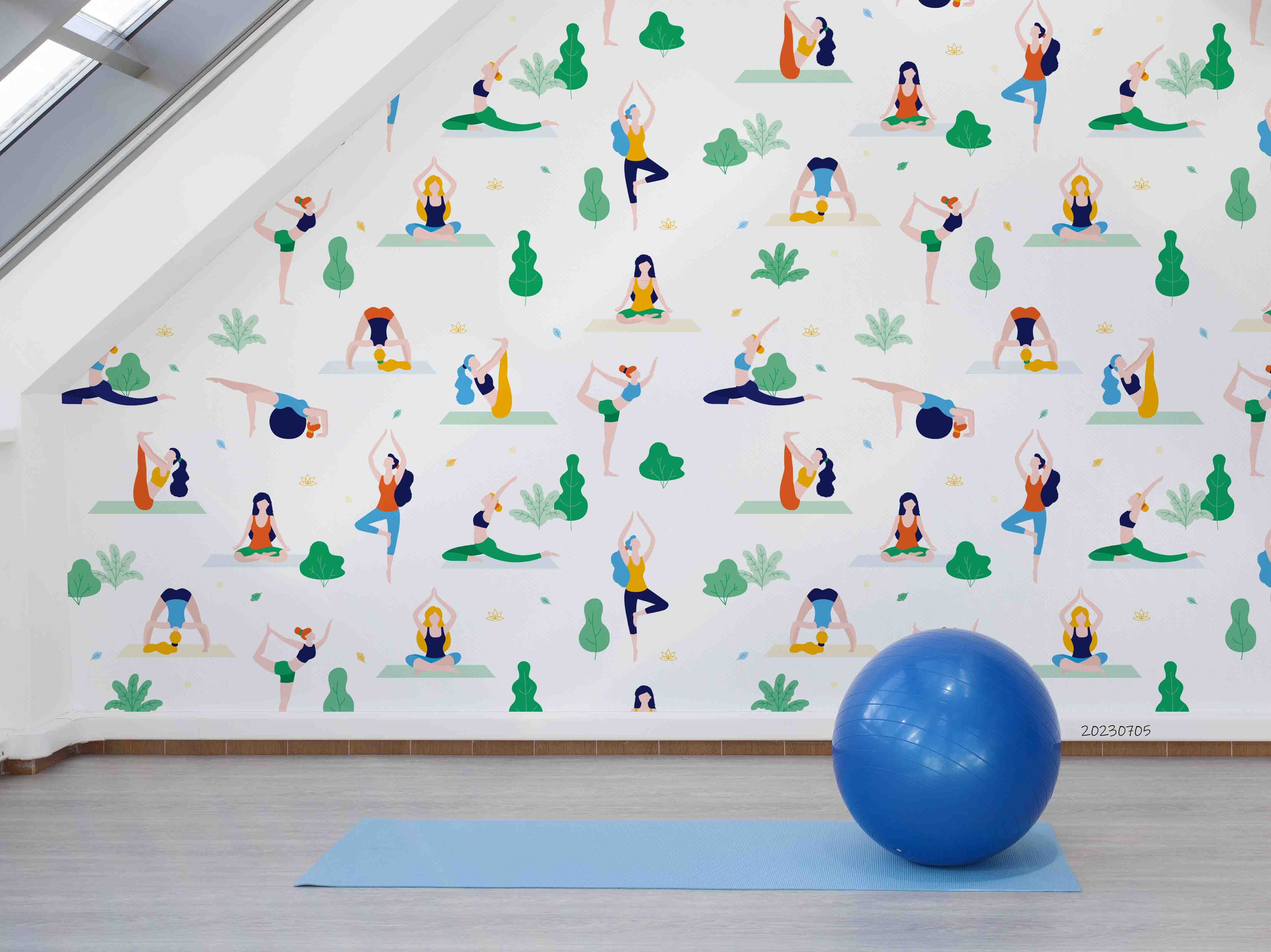 3D Cartoon Fitness Person Wall Mural Wallpaper YXL 1708