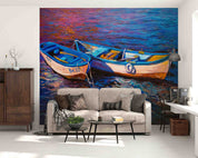 3D Oil Painting Fishing Boat Sea Surface Wall Mural Wallpaper GD 4342- Jess Art Decoration