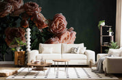 3D Pink Rose Flower Black Background Wallpaper Wall Mural Wall Decor Wall Art Wall Sticker Remoable Wallpaper