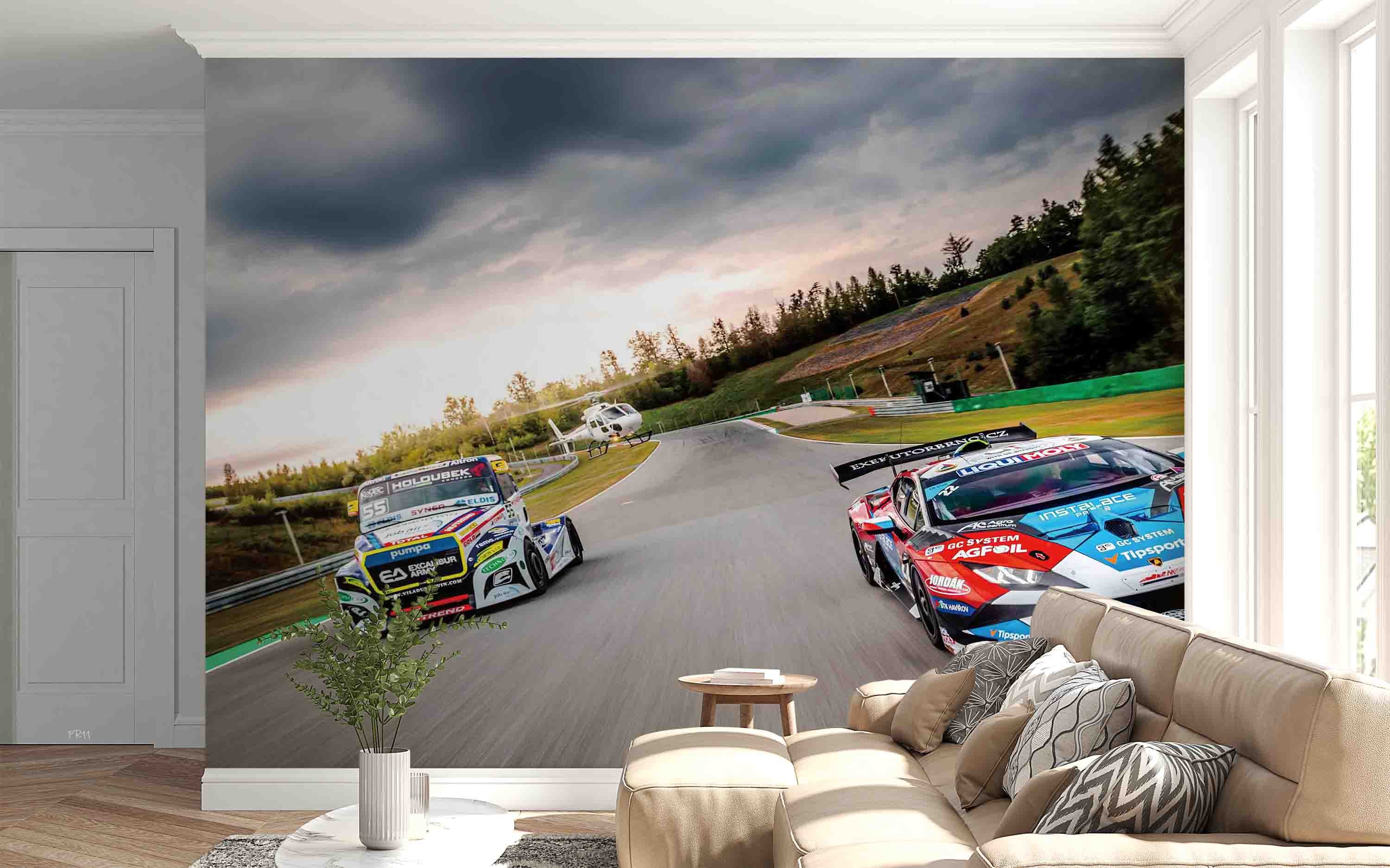 Racing Race Track Helicopter Racing Wallpaper racing & cars wall mural for garage, game room or entertainment space - view 4