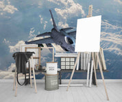 3D Royal Air Force F16 Fighter Mountain Landscape Clouds Wall Mural Wallpaper GD 5377- Jess Art Decoration